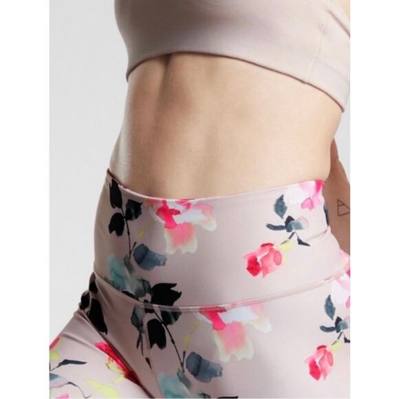 Athleta Elation 7/8 Painted Flower High Rise Leggings Size Small - Picture 3 of 11